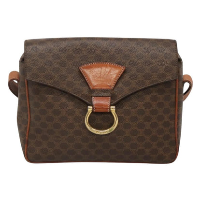 Celine Vintage Macadam Shoulder Bag Canvas and Leather, BROWN, CANVAS, Shoulder bag