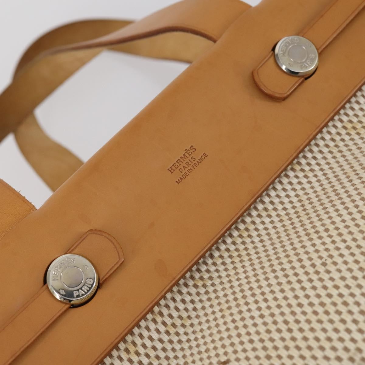 Hermes Herbag Cabas Toile and Leather, BEIGE, CANVAS, Tote bag