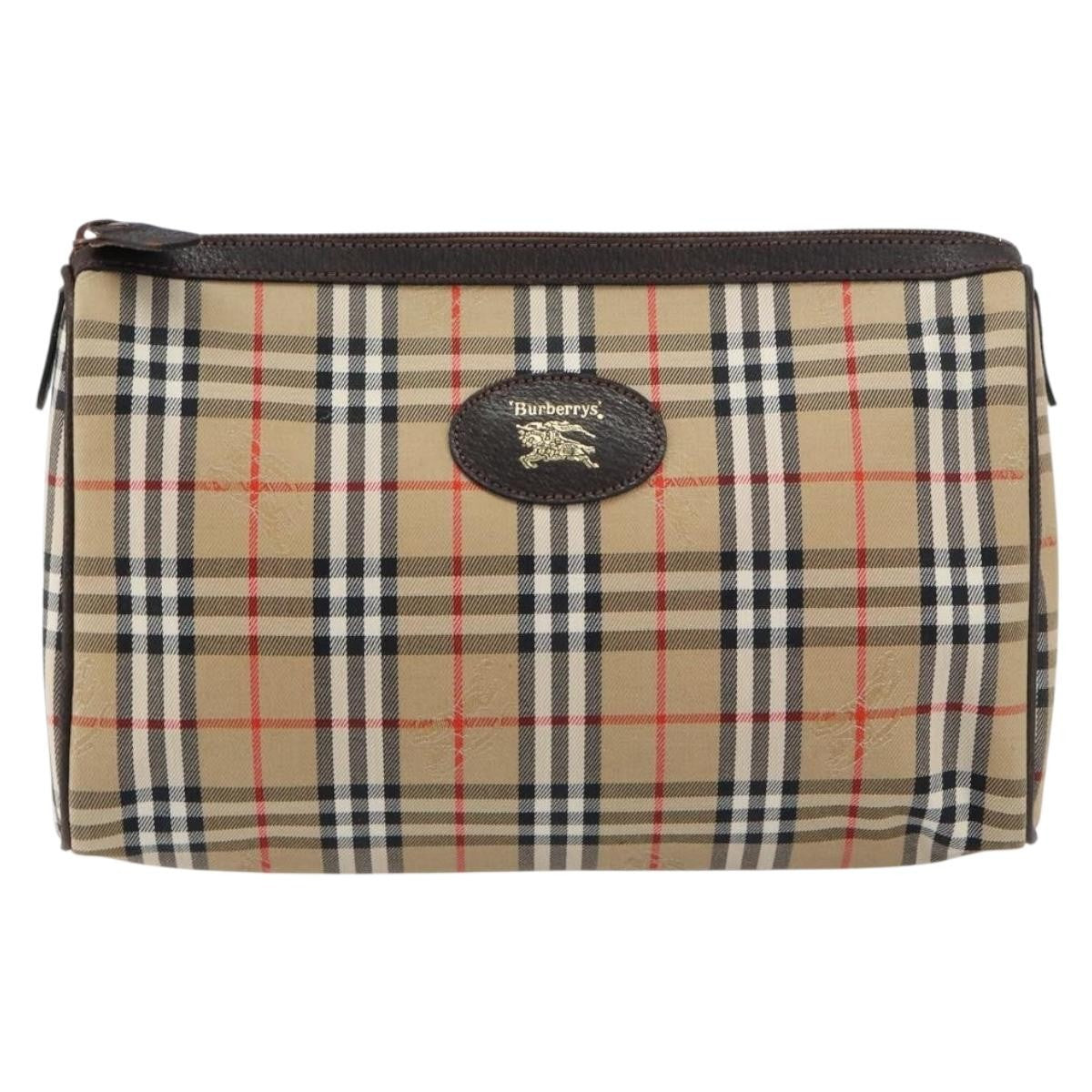 Burberry Nova check Pochette Canvas, BEIGE, CANVAS, Clutche & pouche