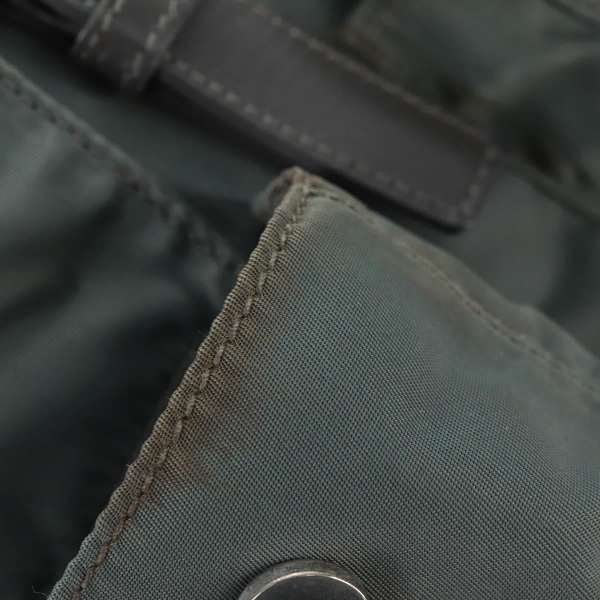 Prada Vela Double Front Pocket Backpack Tessuto with Saffiano Leather, GRAY, NYLON, Backpack