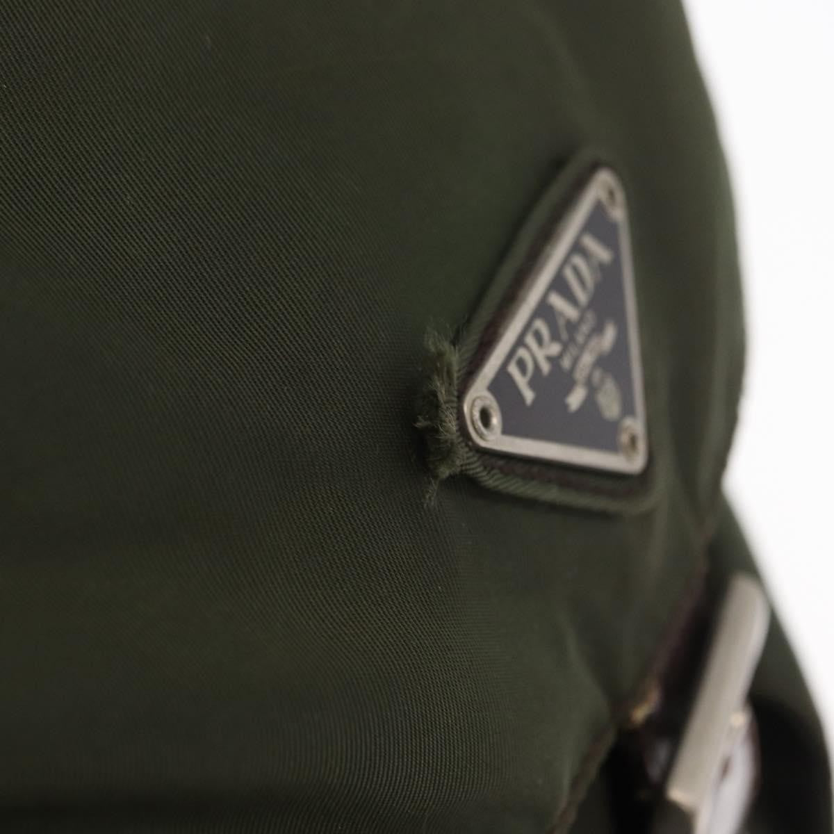 Prada Vela Double Front Pocket Backpack Tessuto with Saffiano Leather, KHAKI, NYLON, Backpack