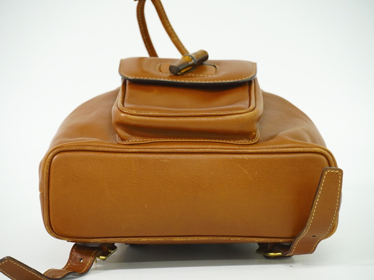 Gucci Vintage Bamboo Backpack Leather, BROWN, LEATHER, Backpack