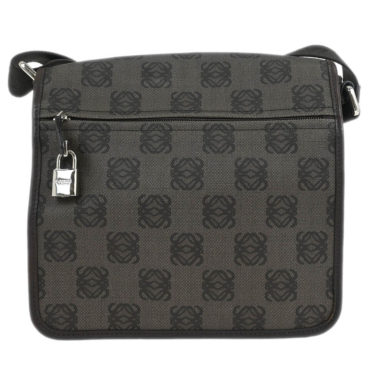 Loewe Flap Messenger Bag Canvas, BROWN, PVC, Shoulder bag