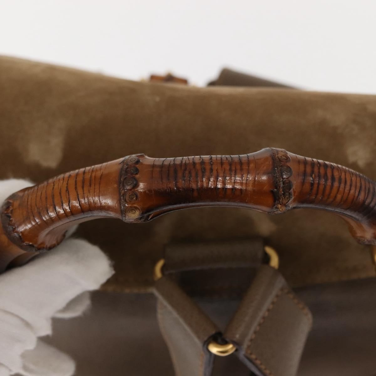 Gucci Vintage Bamboo Backpack Suede, BROWN, SUEDE, Backpack