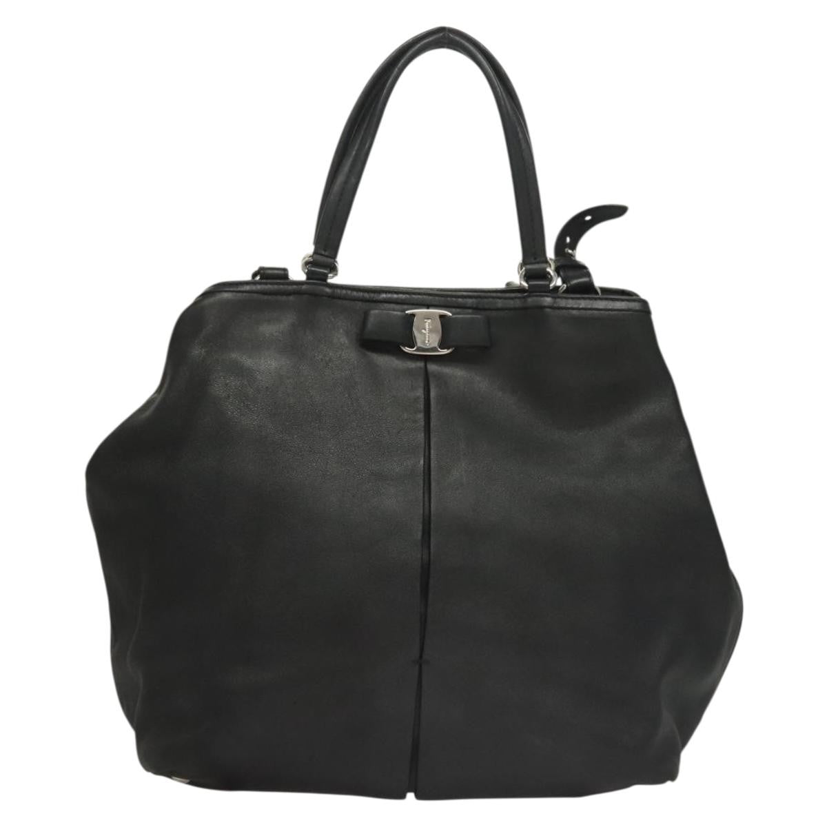Salvatore Ferragamo Vara bow tote Leather, BLACK, LEATHER, Tote bag