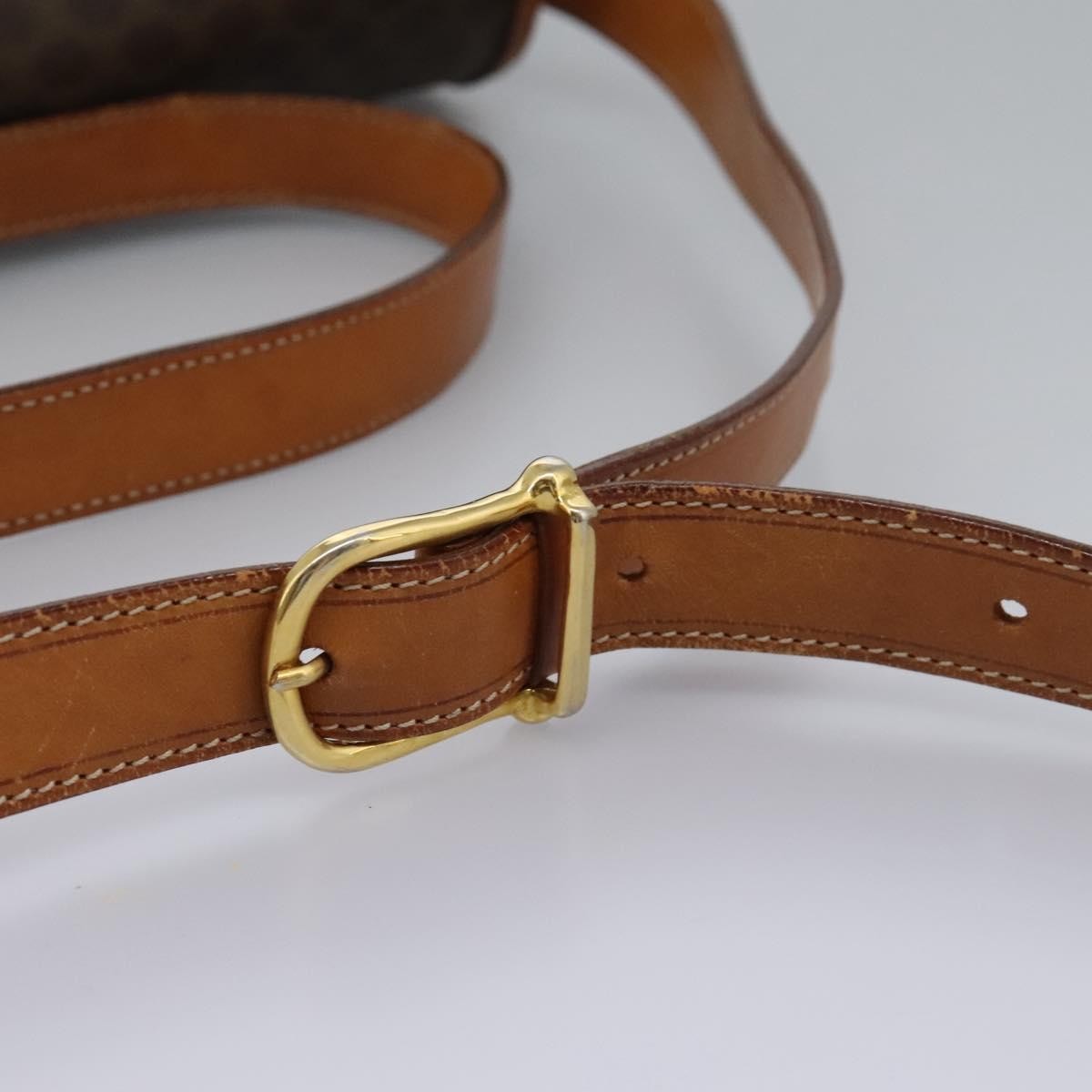 Celine Vintage Macadam Circle Logo Shoulder Bag Canvas and Leather, BROWN, CANVAS, Shoulder bag