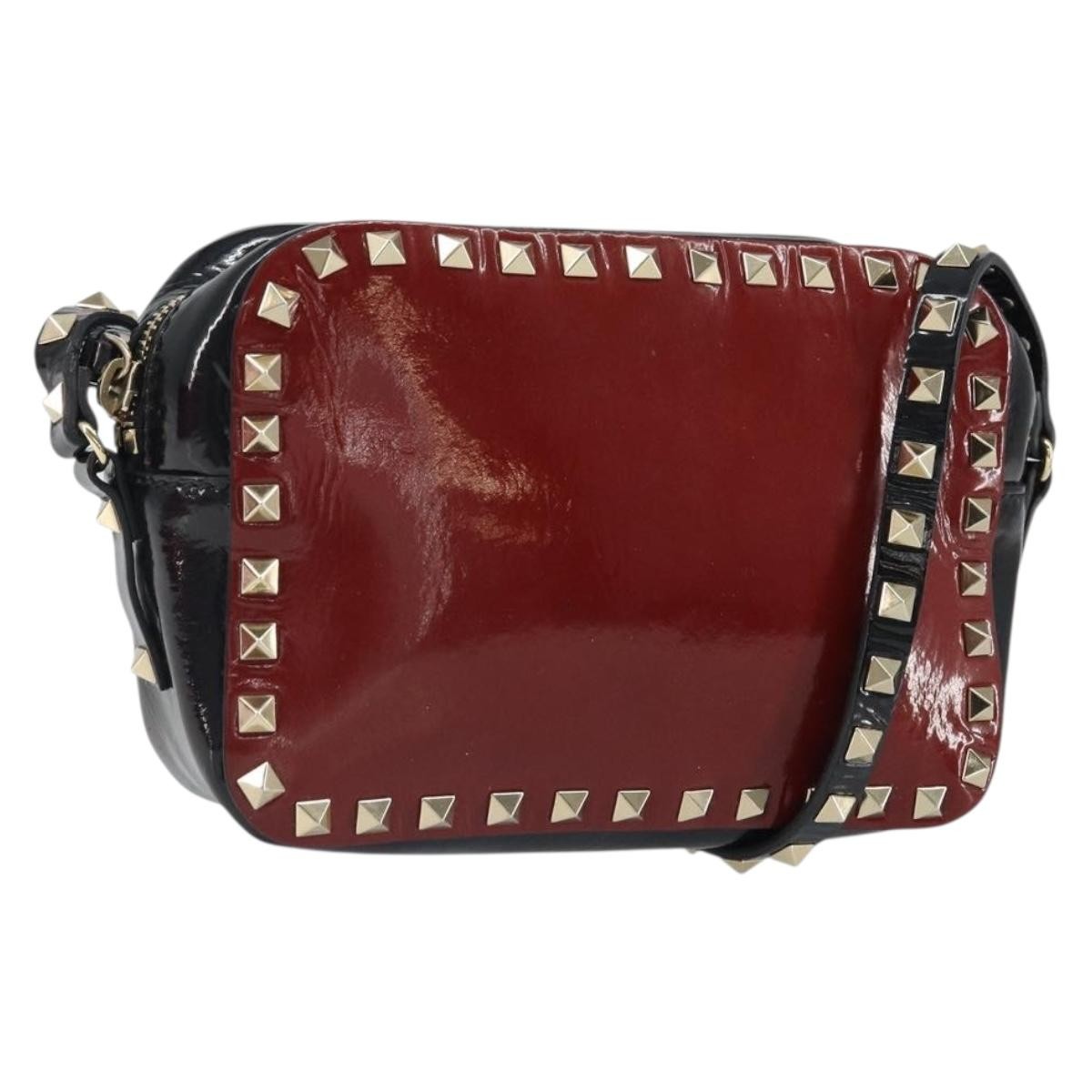 Valentino Garavani Rockstud Chain Camera Crossbody Bag Patent leather, RED, PATENT_LEATHER, Clutche & pouche