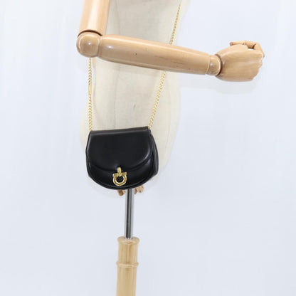 Salvatore Ferragamo Gancini Chain Shoulder bag Leather, BLACK, LEATHER, Shoulder bag