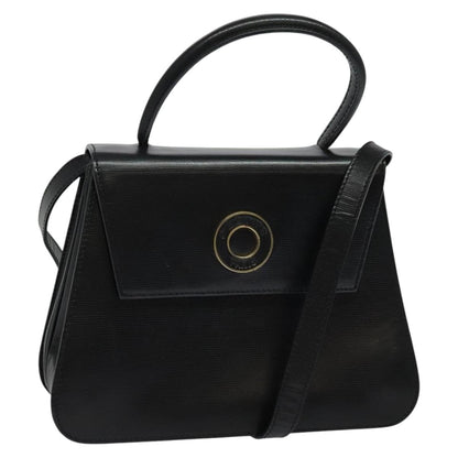 Celine Circle Logo Handbag Leather, BLACK, LEATHER, Handbag