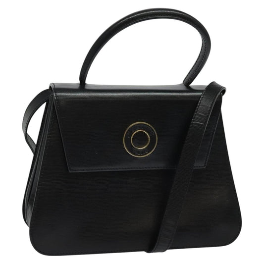 Celine Circle Logo Handbag Leather, BLACK, LEATHER, Handbag