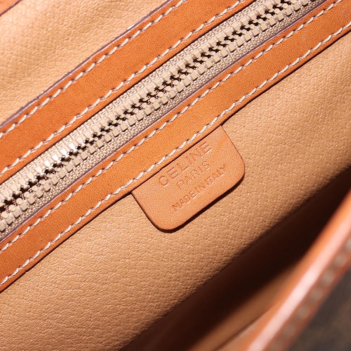 Celine Vintage Macadam Handbag Canvas, BROWN, PVC, Handbag