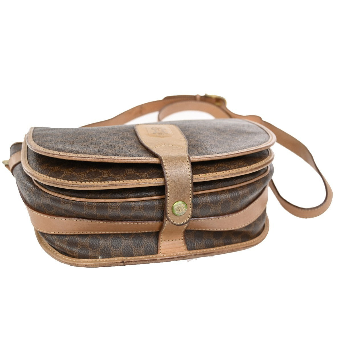 Celine Macadam Shoulder Bag Canvas, BROWN, CANVAS, Shoulder bag