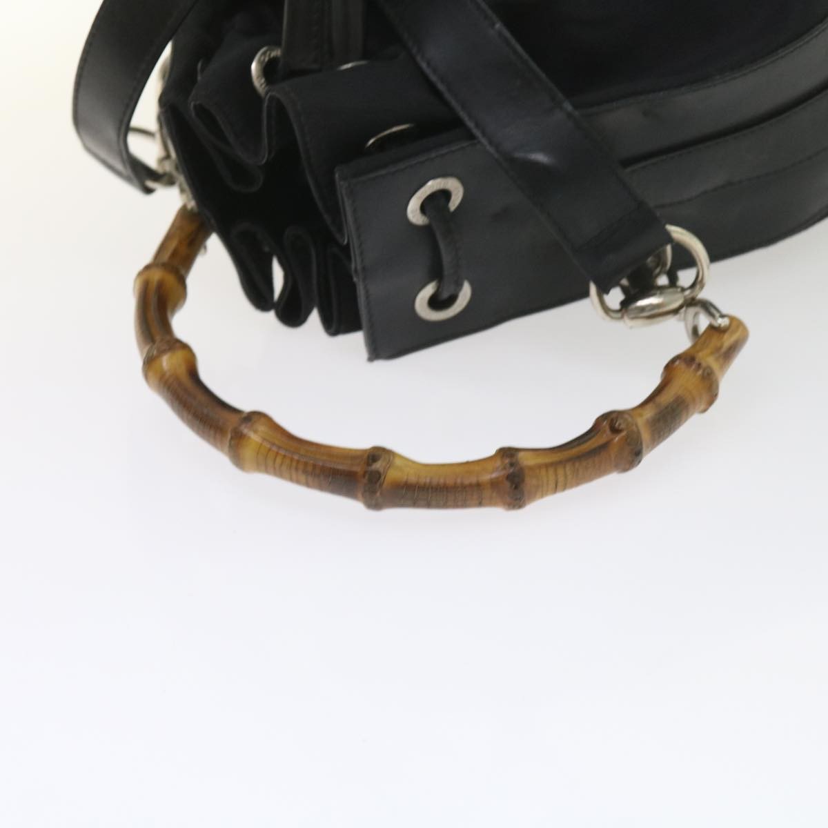 Gucci Vintage Bamboo Shoulder Bag Nylon, BLACK, NYLON, Shoulder bag