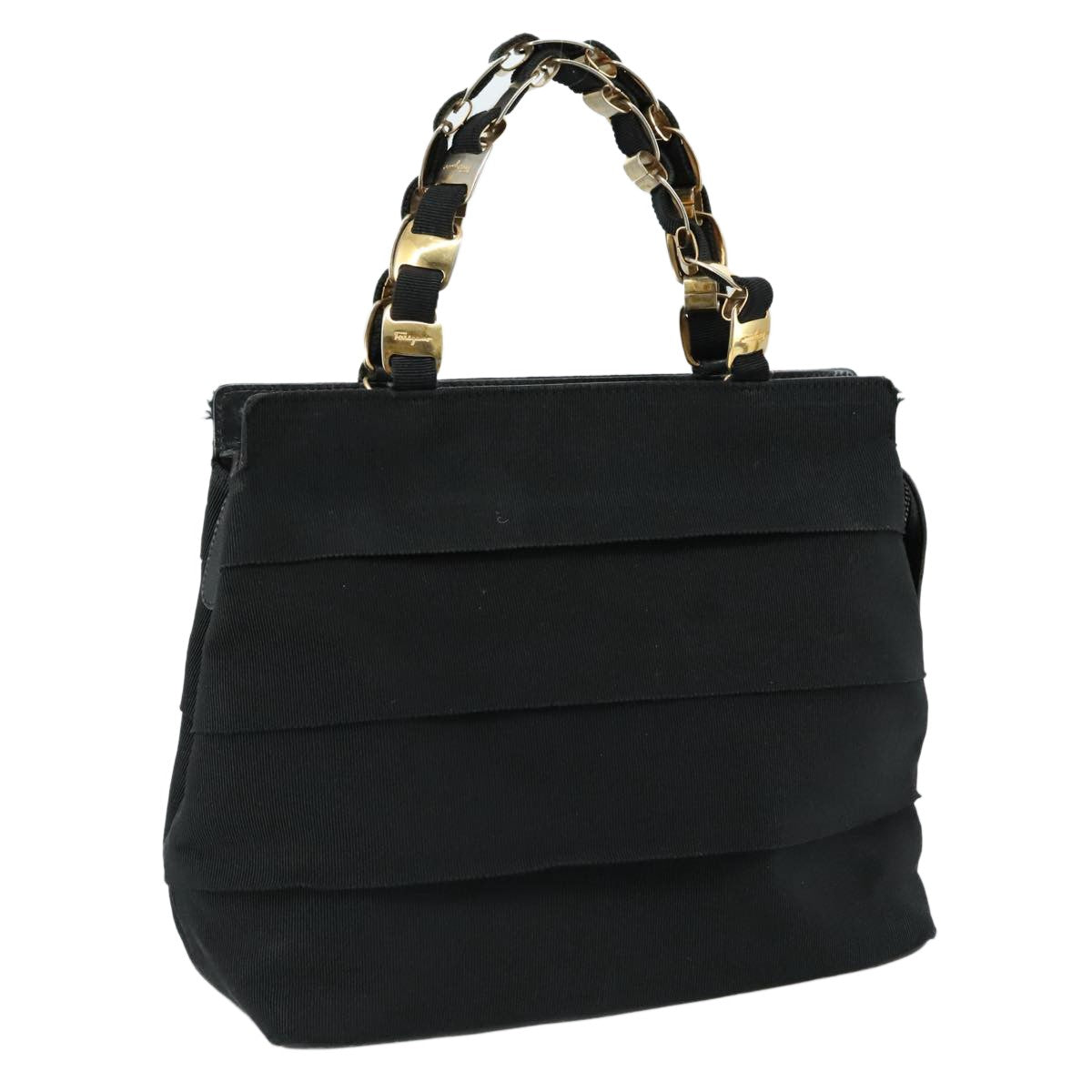 Salvatore Ferragamo Vala Handbag Canvas, BLACK, CANVAS, Handbag