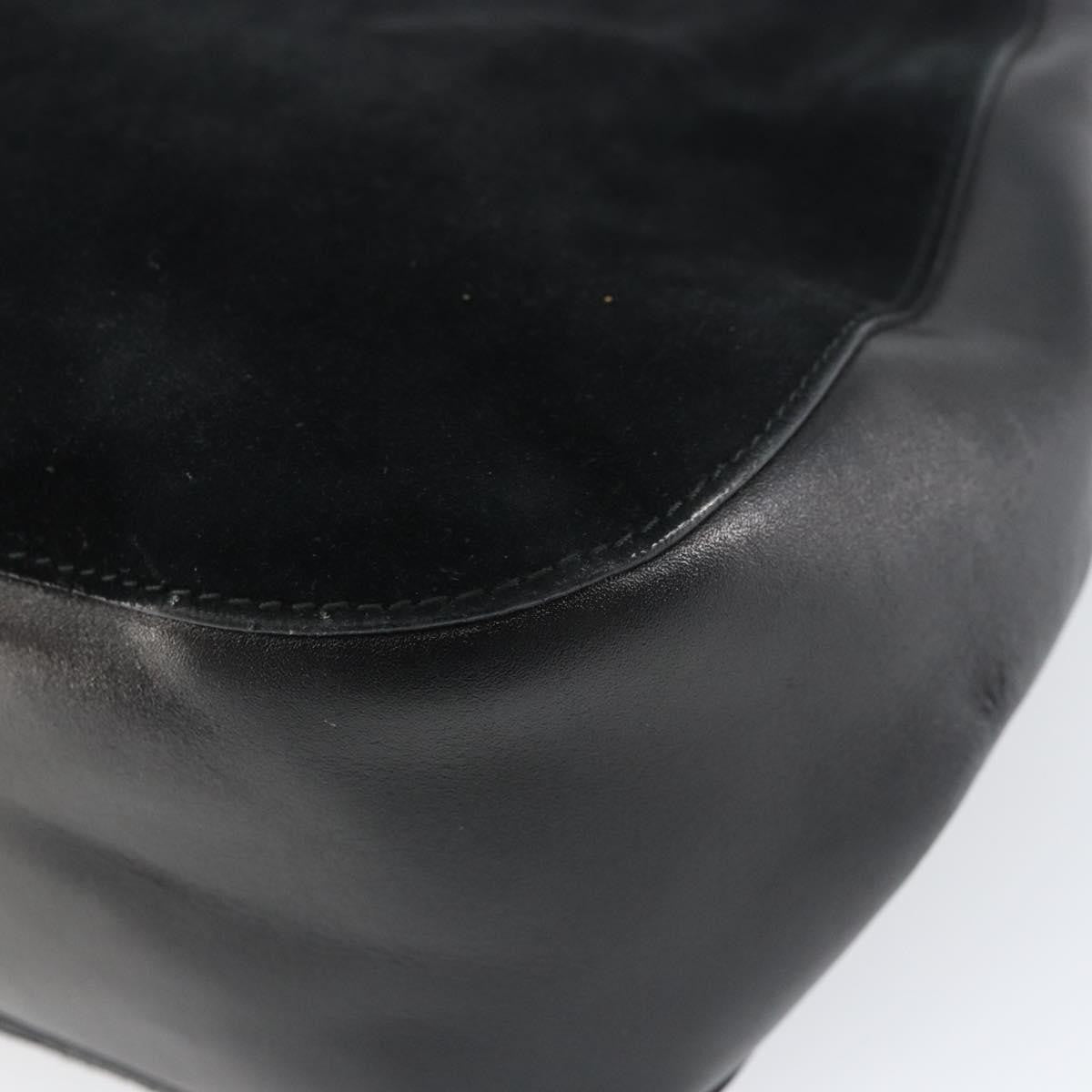 Gucci Vintage Bamboo Handle Bag Suede, BLACK, SUEDE, Handbag