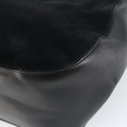 Gucci Vintage Bamboo Handle Bag Suede, BLACK, SUEDE, Handbag