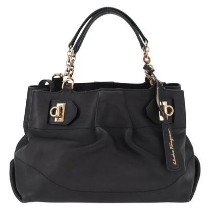Salvatore Ferragamo W Chain Tote Leather, BLACK, LEATHER, Tote bag