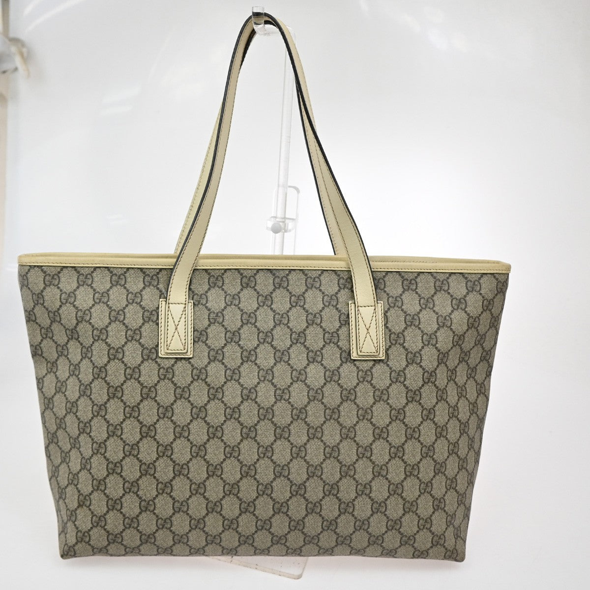 Gucci Plus Tote GG Coated Canvas with Leather, BEIGE, CANVAS, Tote bag