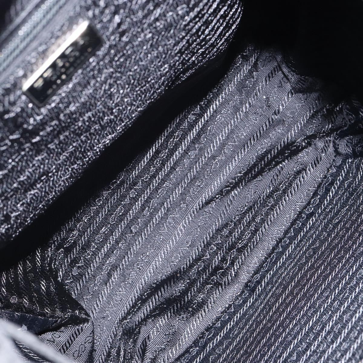 Prada Cinch Buckle Flap Backpack Tessuto with Crocodile Embossed Leather, BLACK, NYLON, Backpack