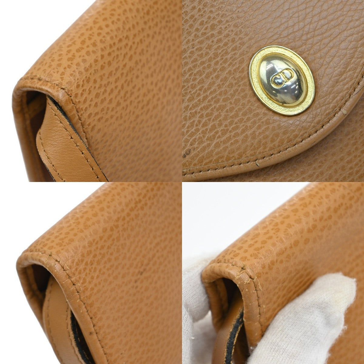 Christian Dior Vintage CD Logo Shoulder Bag Leather, BROWN, LEATHER, Shoulder bag