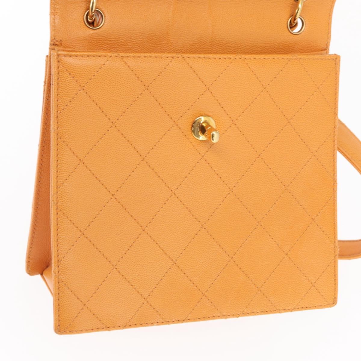 Chanel Vintage CC Flap Shoulder Bag Leather, ORANGE, LEATHER, Shoulder bag