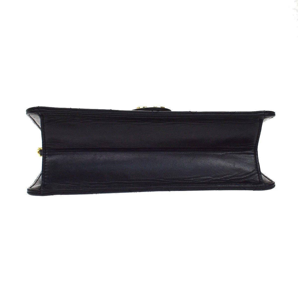 Chanel Vintage Square Classic Flap Bag Quilted Lambskin, BLACK, LEATHER, Shoulder bag