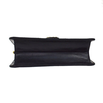 Chanel Vintage Square Classic Flap Bag Quilted Lambskin, BLACK, LEATHER, Shoulder bag