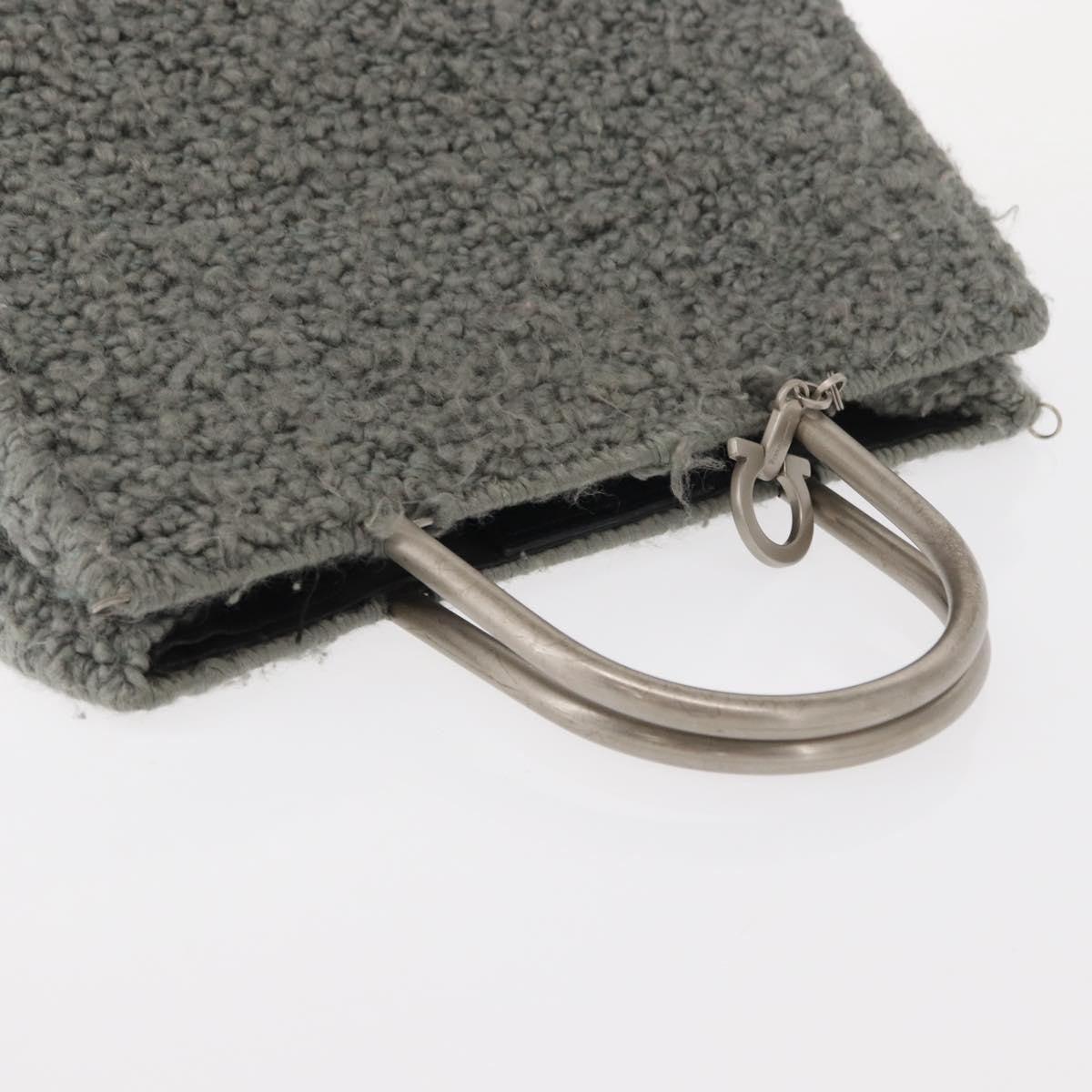 Salvatore Ferragamo Gancini handbag Wool, GRAY, WOOL, Handbag