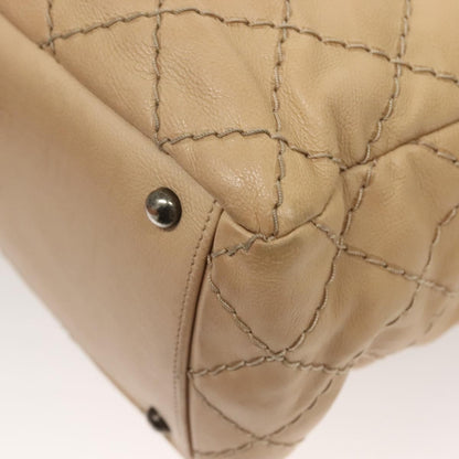 Chanel Petite Shopping Tote Quilted Calfskin, BEIGE, LEATHER, Tote bag