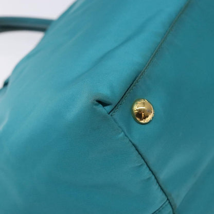 Prada Logo Bow Tote Tessuto with Leather, TURQUOISE, NYLON, Tote bag