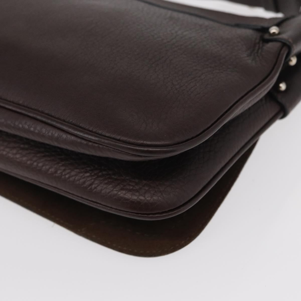 Salvatore Ferragamo Gancini Shoulder Bag Leather, BROWN, LEATHER, Shoulder bag