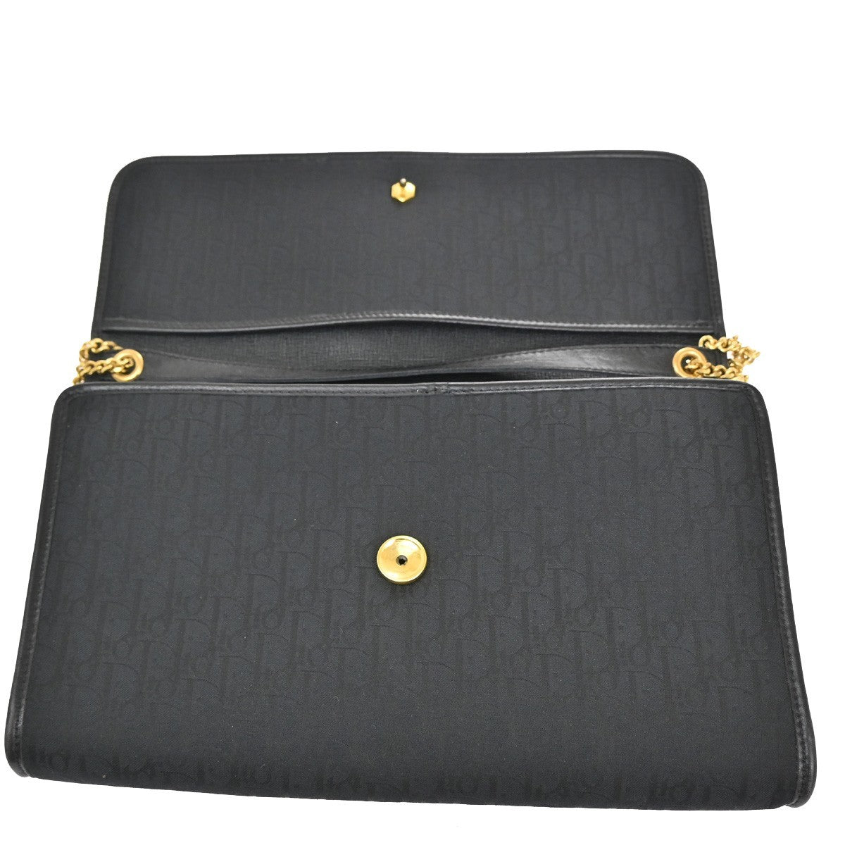 Christian Dior Vintage Chain Flap Shoulder Bag Diorissimo Canvas, BLACK, CANVAS, Shoulder bag