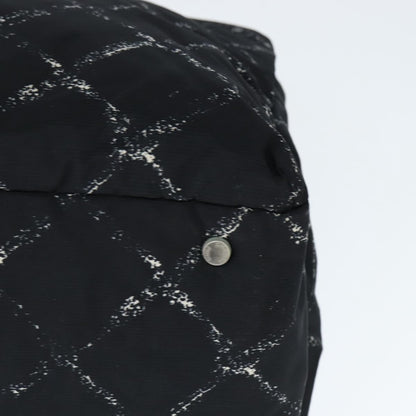 Chanel Travel Line Boston Bag Printed Nylon, BLACK, NYLON, Travel bag