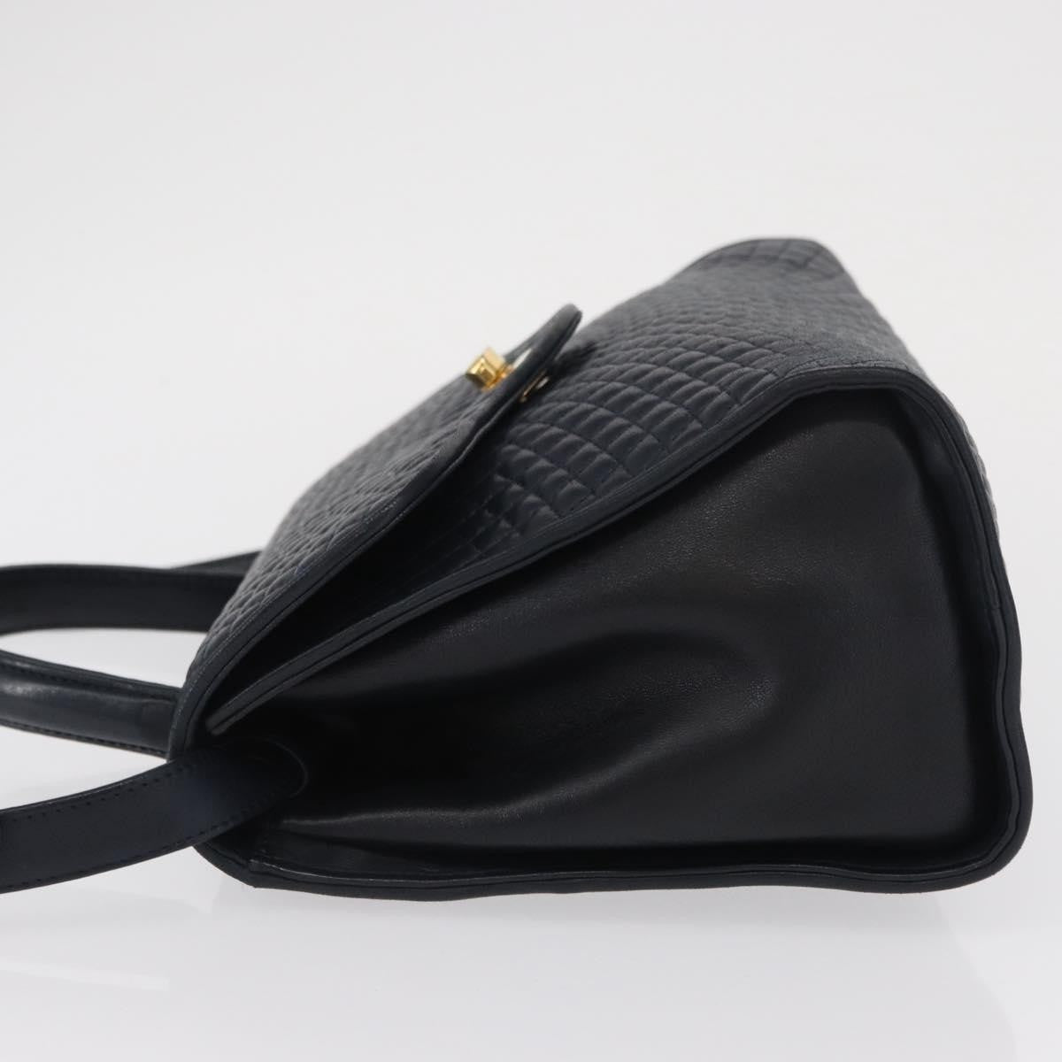 Bally Vintage Handbag Quilted Leather, NAVY, LEATHER, Handbag