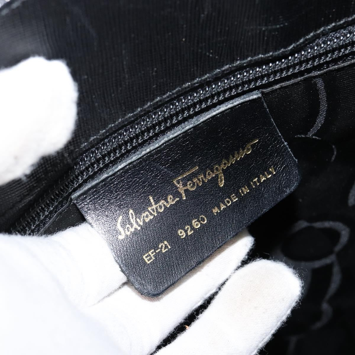 Salvatore Ferragamo Gancini handbag Leather, BLACK, LEATHER, Handbag