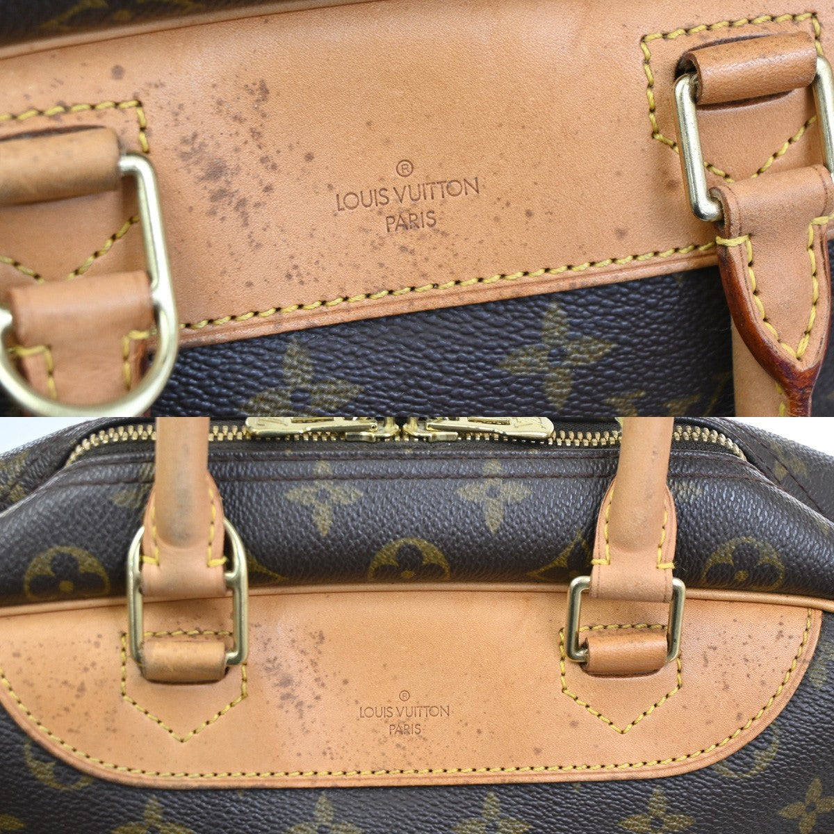 Louis Vuitton Deauville Handbag Monogram Canvas, BROWN, LEATHER, Handbag