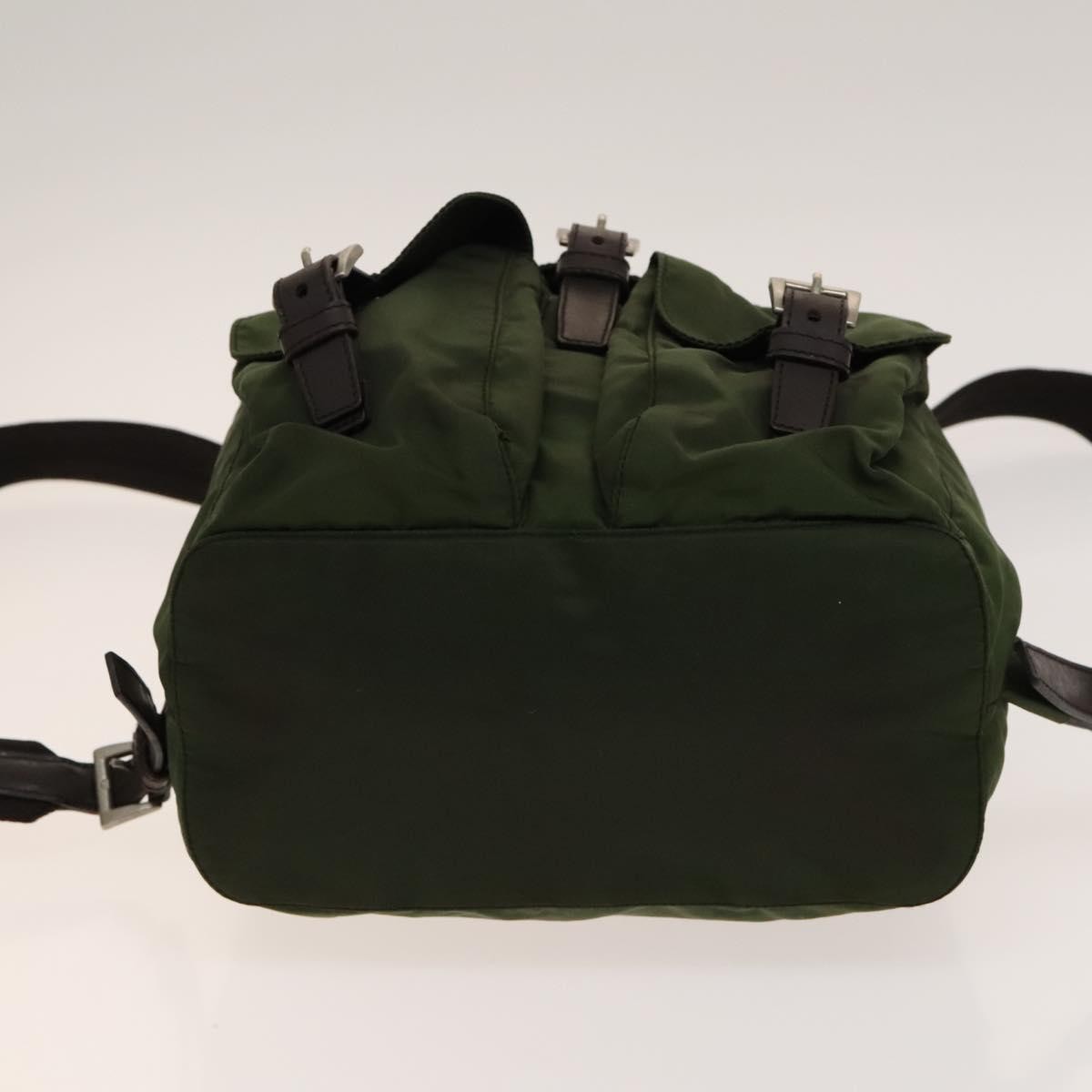 Prada Vela Double Front Pocket Backpack Tessuto with Saffiano Leather, KHAKI, NYLON, Backpack