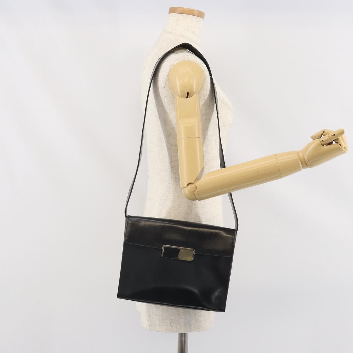 Prada Vintage Flap Shoulder Bag Leather, Black, Leather, Shoulder Bag