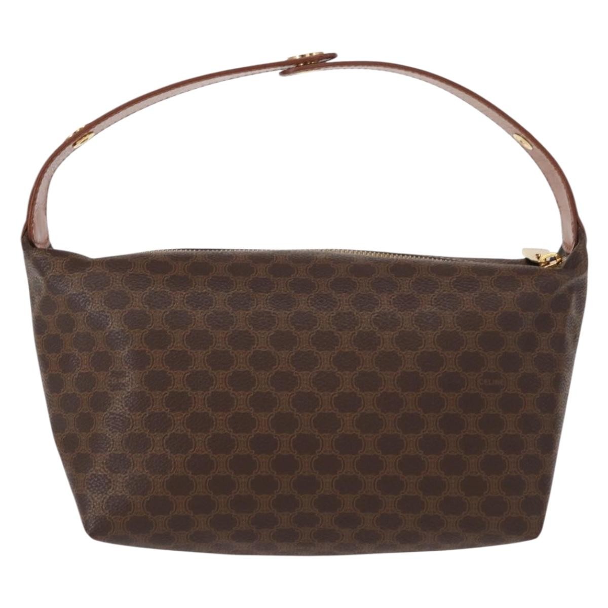 Celine Vintage Macadam Handbag Canvas, BROWN, CANVAS, Handbag