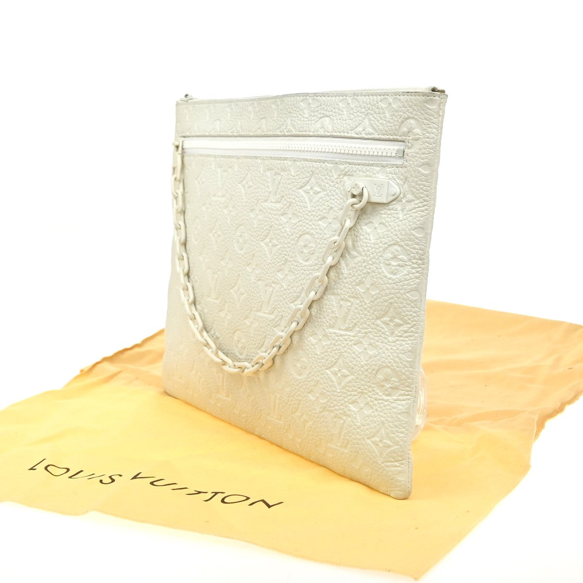 Louis Vuitton Pochette A4 Monogram Taurillon Leather, WHITE, LEATHER, Clutche & pouche