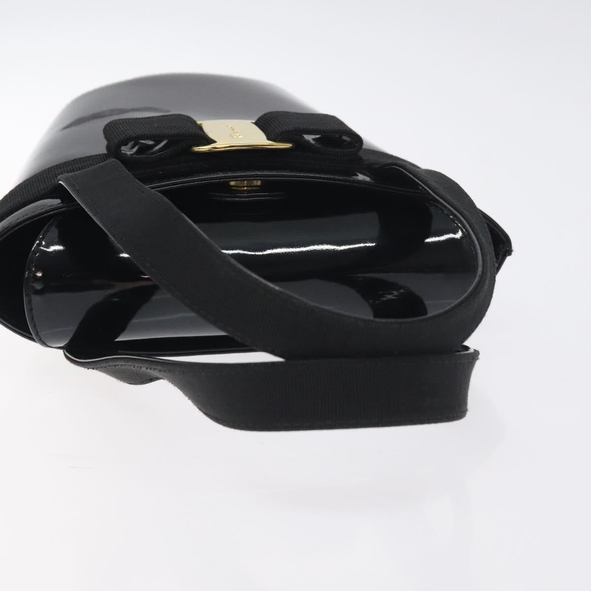 Salvatore Ferragamo Vara Bow Top Handle Bucket Bag Patent Leather, BLACK, PATENT_LEATHER, Handbag