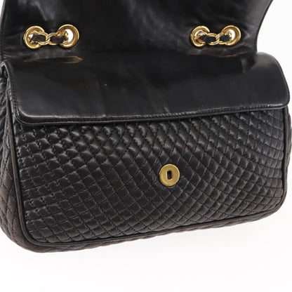 Bally Vintage Chain Shoulder Bag Quilted Leather, BLACK, LEATHER, Shoulder bag