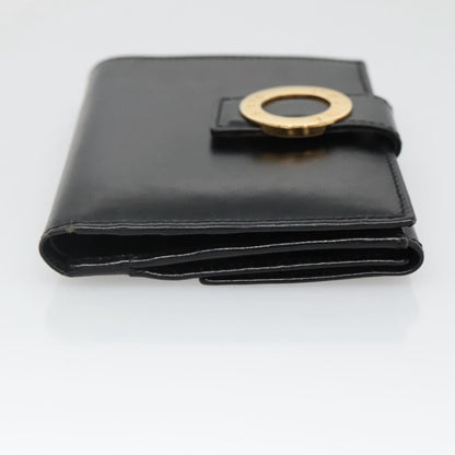 Celine Circle Logo Compact Wallet Leather, BLACK, LEATHER, Wallets