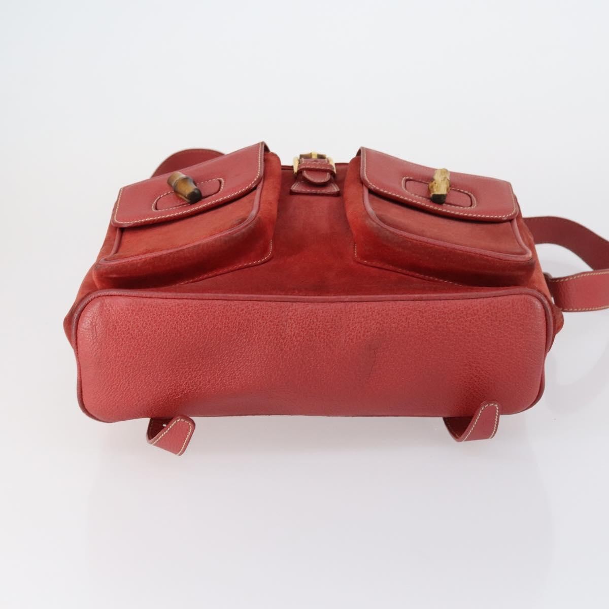 Gucci Vintage Bamboo Backpack Suede, RED, SUEDE, Backpack