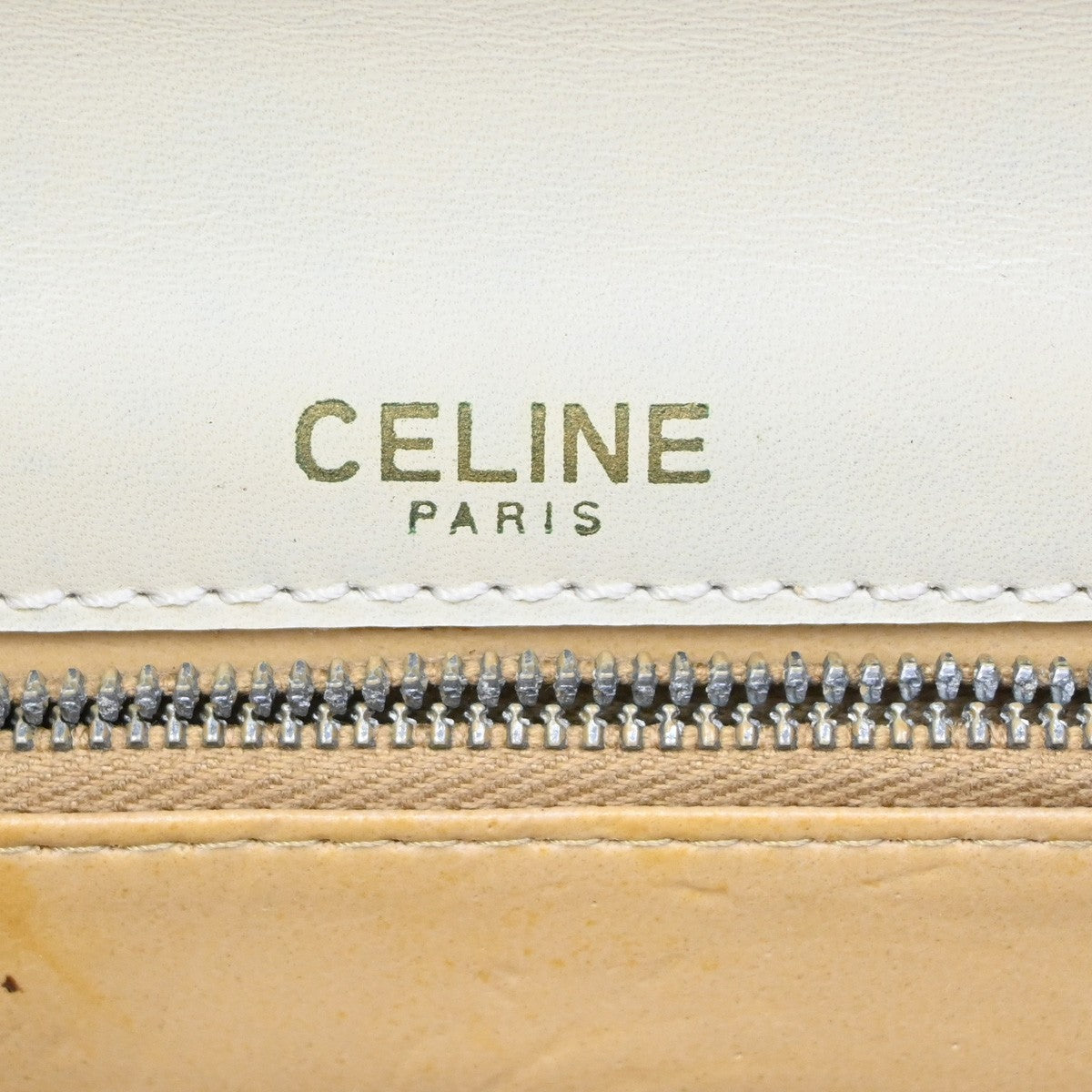 Celine Vintage Triomphe Flap Bag Leather, WHITE, LEATHER, Shoulder bag