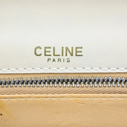 Celine Vintage Triomphe Flap Bag Leather, WHITE, LEATHER, Shoulder bag
