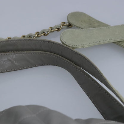 Chanel Chain Shoulder Bag Leather, GRAY, LEATHER, Shoulder bag