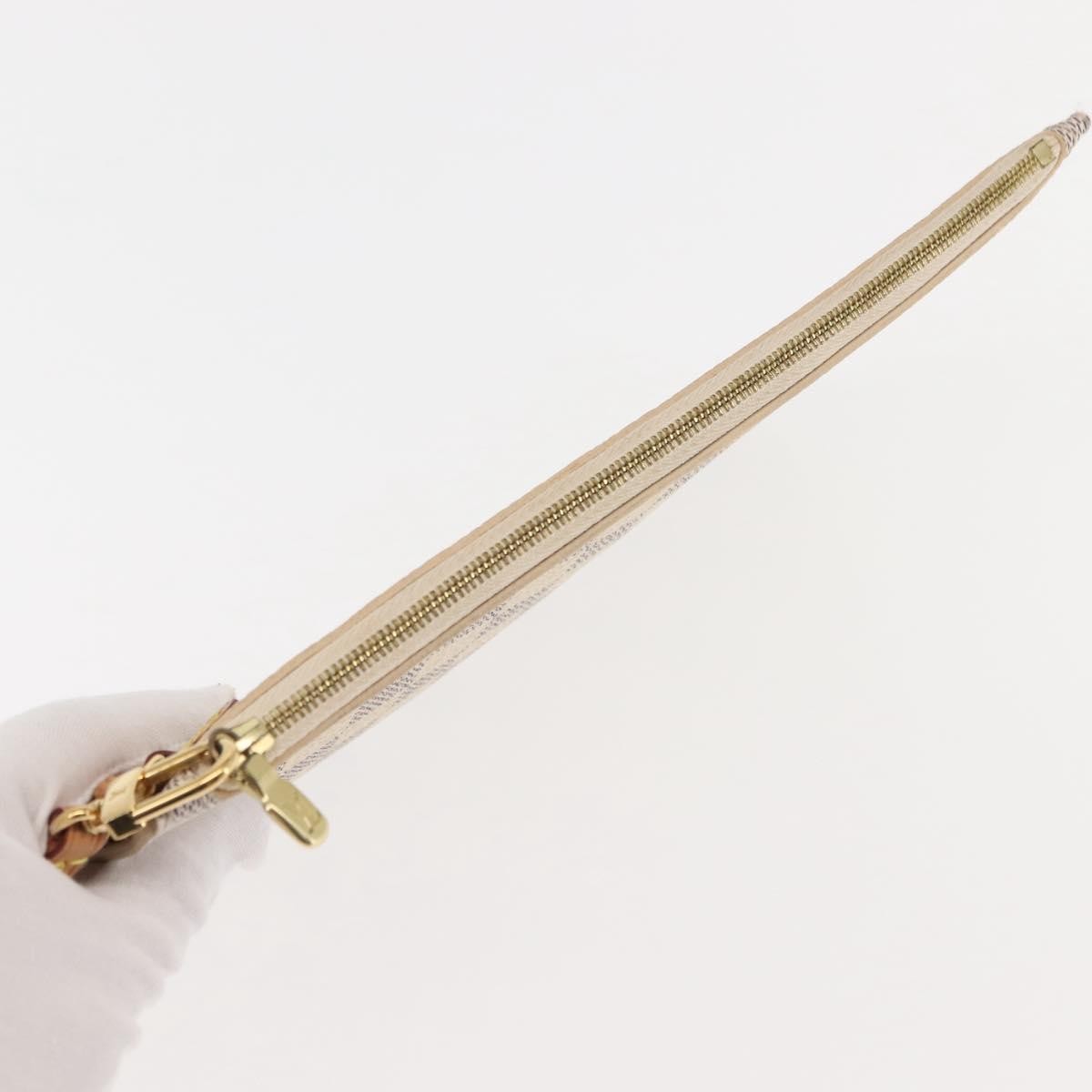 Louis Vuitton Neverfull Pochette Damier, WHITE, CANVAS, Clutche & pouche