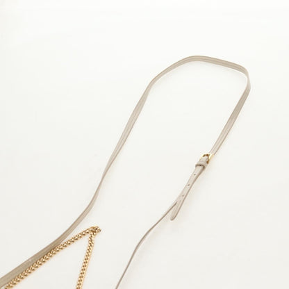 Prada Triangle Double Zip Pouch Bag with Chain Patent leather, BEIGE, PATENT_LEATHER, Clutche & pouche