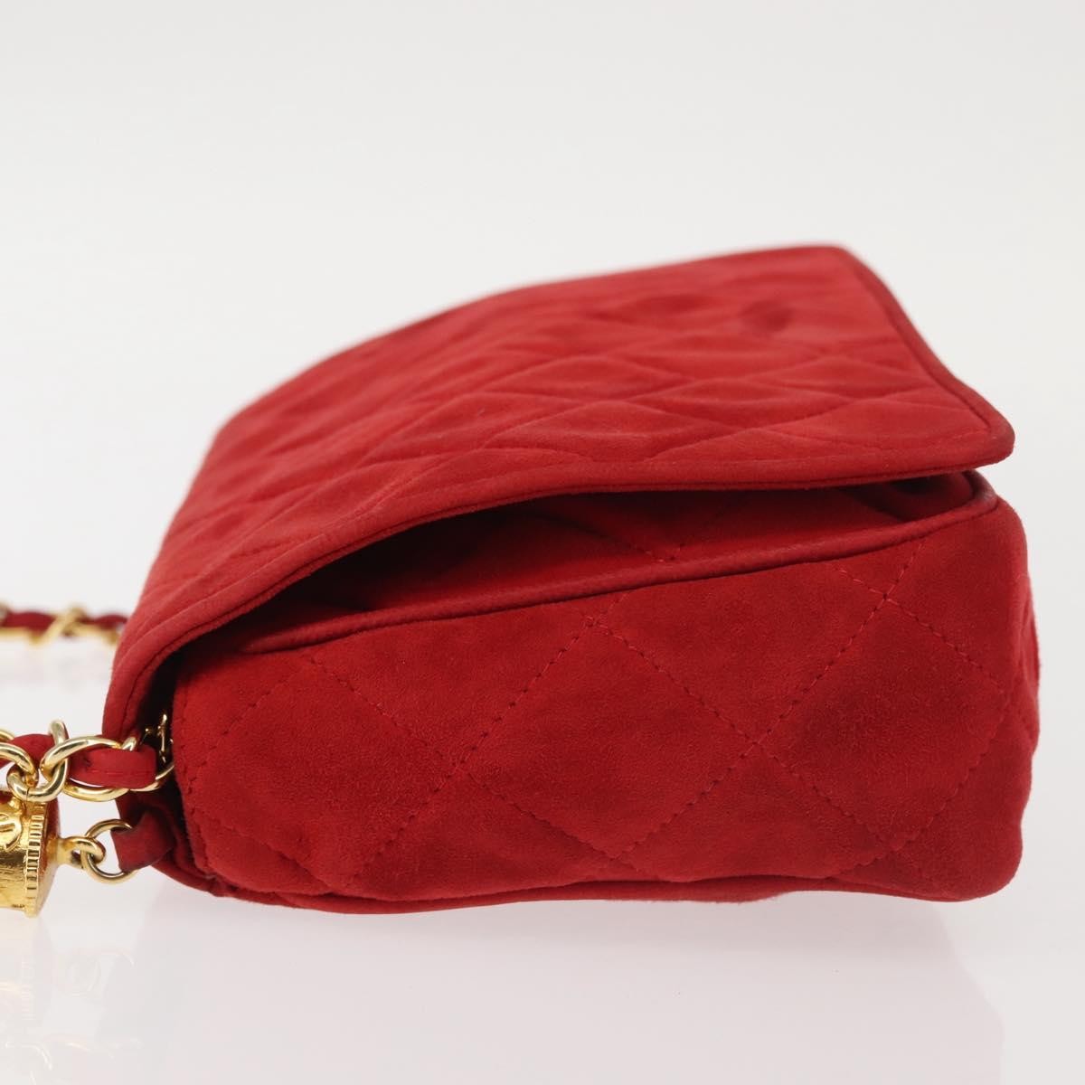 Chanel Vintage Tassel Full Flap Shoulder Bag Quilted Suede, RED, SUEDE, Shoulder bag